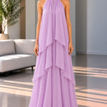 Vestido lila olanes halter