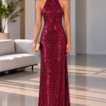 Vestido lentejuela guinda