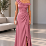 Vestido satin un hombro