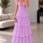 Vestido morado brillos